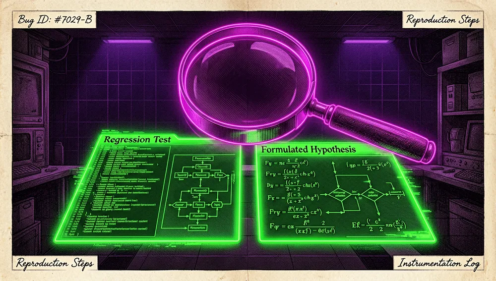 Eine Waage aus Licht wägt drei schwebende Symbole gegeneinander ab, die Skills, BMAD und Spec-Kit darstellen, umgeben von kreisenden Datenpartikeln