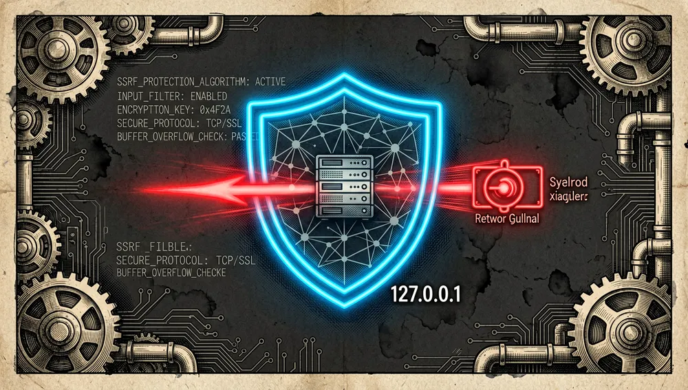 Neon shield hovering over a digital map of a local machine, with data nodes contained within a 127.0.0.1 boundary and a read-only MCP gateway.