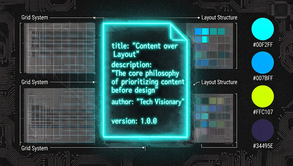 Stream of structured YAML data in neon green and cyan flowing through a high-tech digital prism, emerging as a perfectly aligned, typographically flawless PDF page on the other side, symbolizing strict validation before rendering.