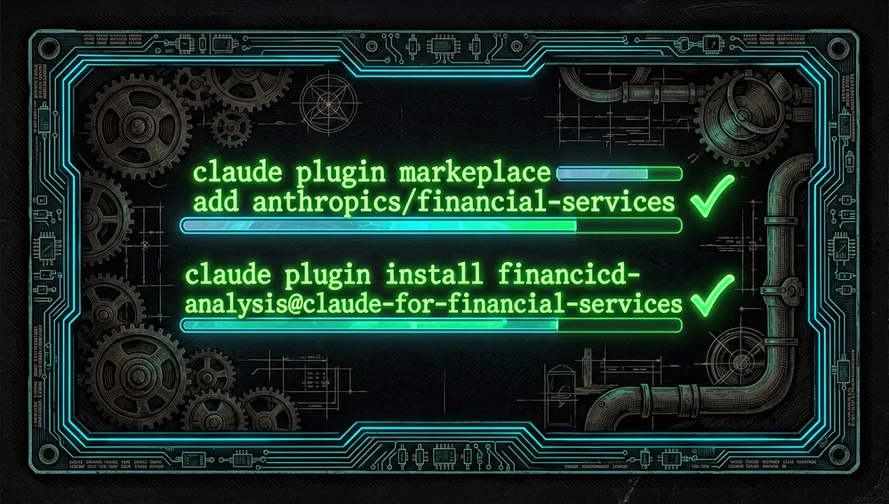 Ilustración de estilo cyberpunk del ecosistema de proveedores de datos financieros. Un centro de IA brillante y central se conecta mediante flujos de datos neón de fibra óptica a logotipos e iconos holográficos que representan Daloopa, Morningstar, S&P Global, FactSet, Moody's, LSEG, PitchBook, Chronograph, Egnyte y Box. Cada conexión pulsa con colores neón diferentes que representan distintas suscripciones y credenciales de API.