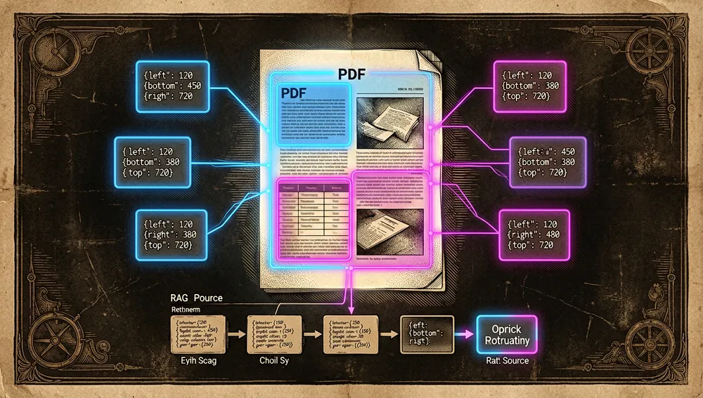 Imagen dividida futurista que ilustra el modo de parseo híbrido. A la izquierda, páginas PDF simples son procesadas rápidamente por un motor Java local determinista, mostrado como rutas neón limpias en un terminal oscuro. A la derecha, páginas complejas que contienen tablas difíciles, texto escaneado, fórmulas matemáticas y gráficos son enrutadas a través de un servidor backend de IA local brillante. El backend se representa como un nodo de IA local compacto con patrones de malla neuronal, no una nube, procesando OCR, extracción de fórmulas LaTeX y descripciones de imágenes con un pequeño modelo visual inspirado en SmolVLM. Líneas neón cian separan el procesamiento local rápido de la mejora precisa de IA, todo dentro de un entorno offline seguro. Estilo cyberpunk oscuro, ultra detallado, resolución 8K.